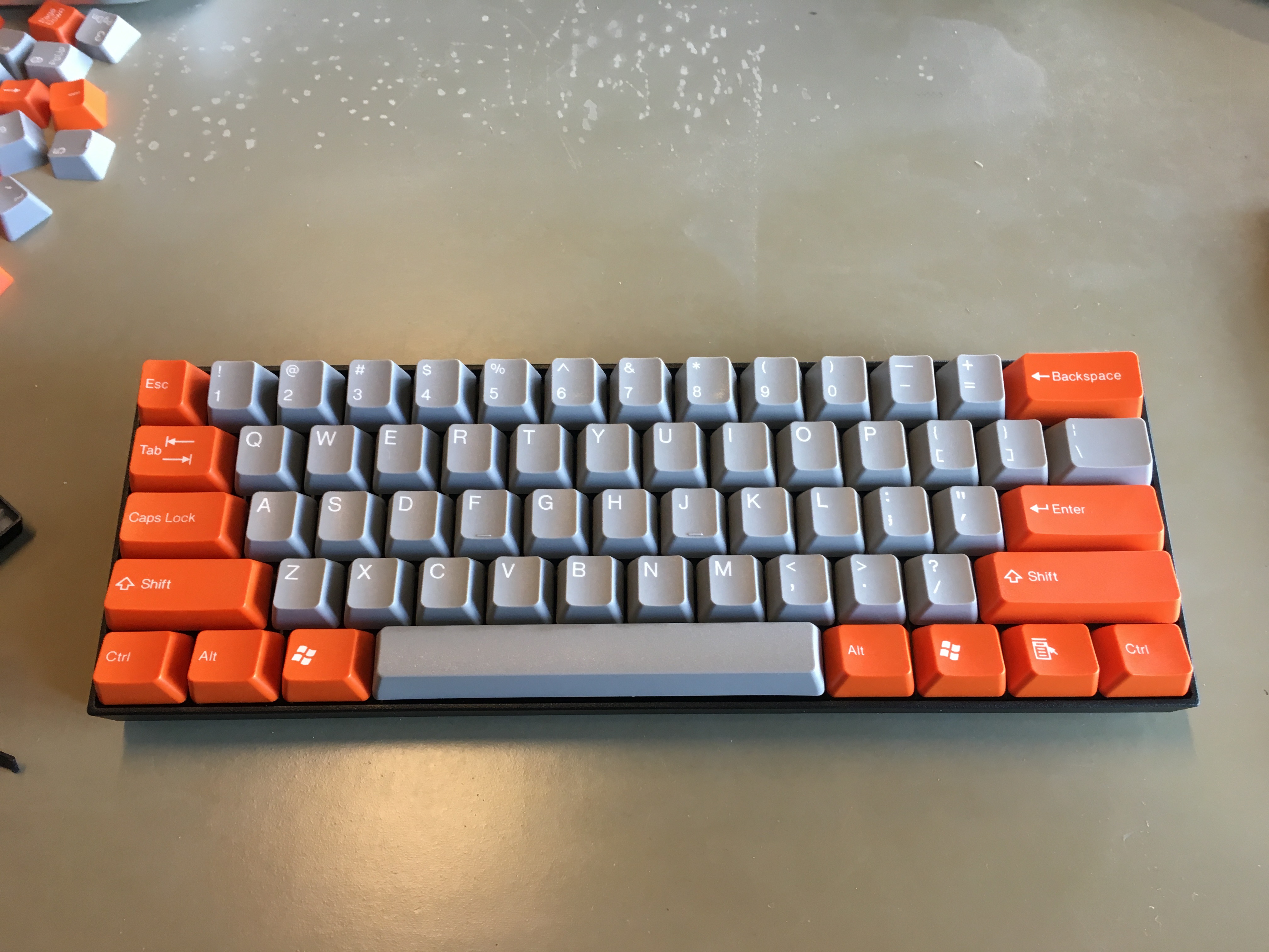 KBParadise V60 with custom orange-grey keycaps